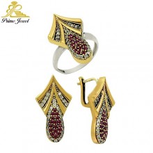 Gümüş Otantik Taşlı Set